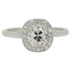 1.50 Carat Old Cushion Cut Diamond Halo Ring