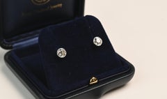 1.50 Carat Old European Cut Earring. L VS1 SI1 Diamond Stud Earring Platinum