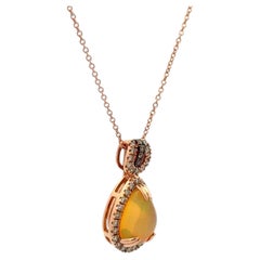 Collana con ciondolo d'oro vintage Le Vane da 1,50 carati con opale e diamante