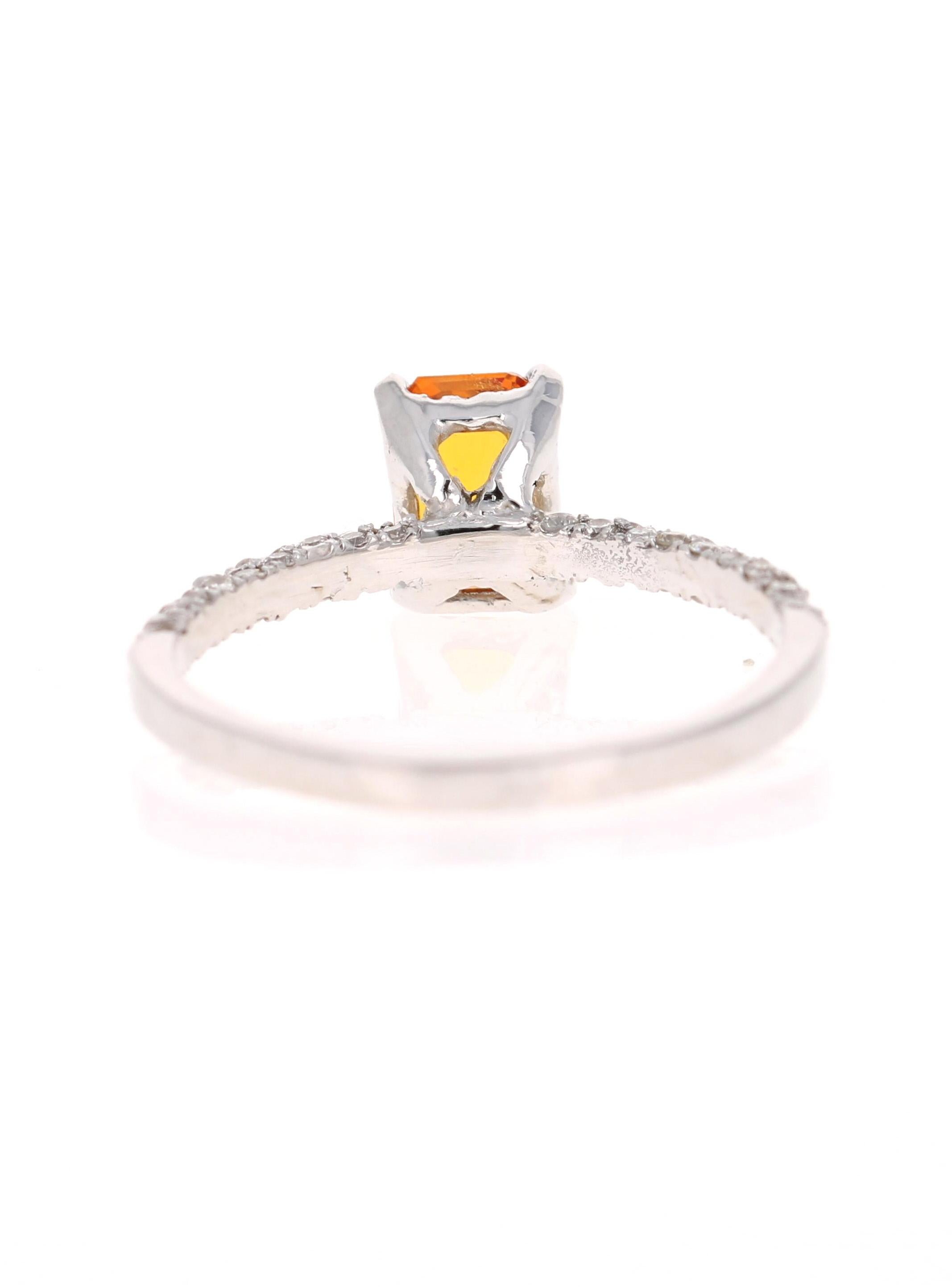 Contemporary 1.50 Carat Orange Sapphire Diamond 14 Karat White Gold Ring