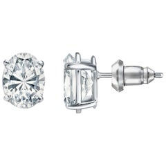 1.50 Carat Oval Brilliant Cut Diamond Stud Earrings 18 Karat White Gold Setting