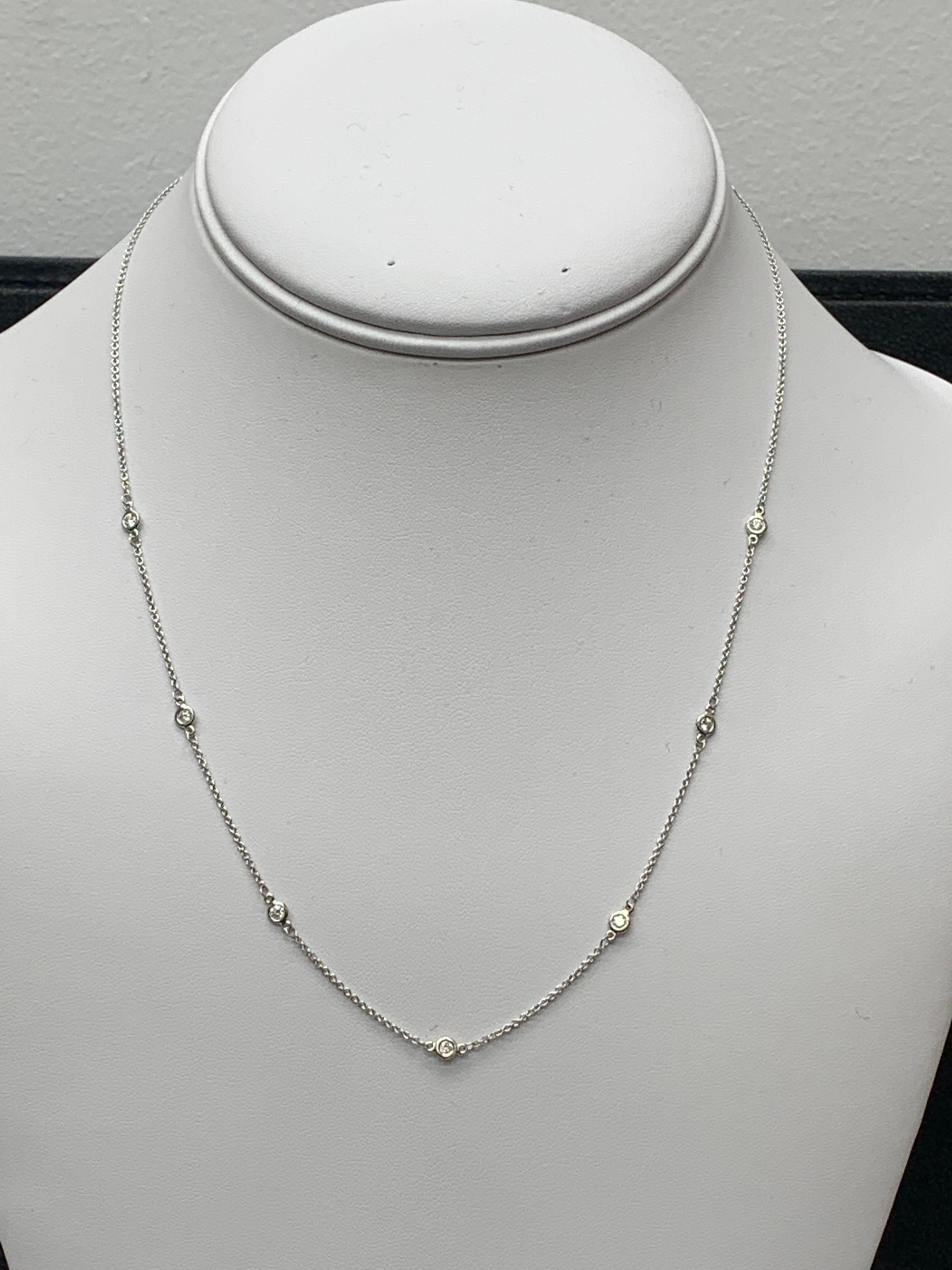 Modern 0.35 Carat Diamonds by the Yard Necklace in 14K White Gold For Sale
