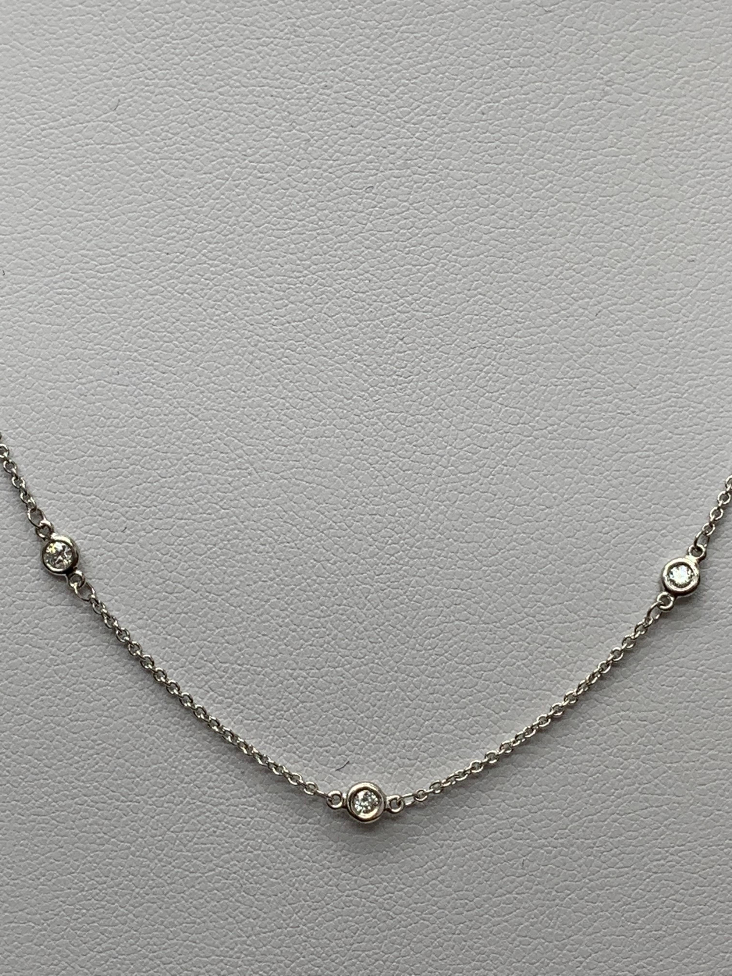 0.35 Carat Diamonds by the Yard Necklace in 14K White Gold In New Condition For Sale In NEW YORK, NY