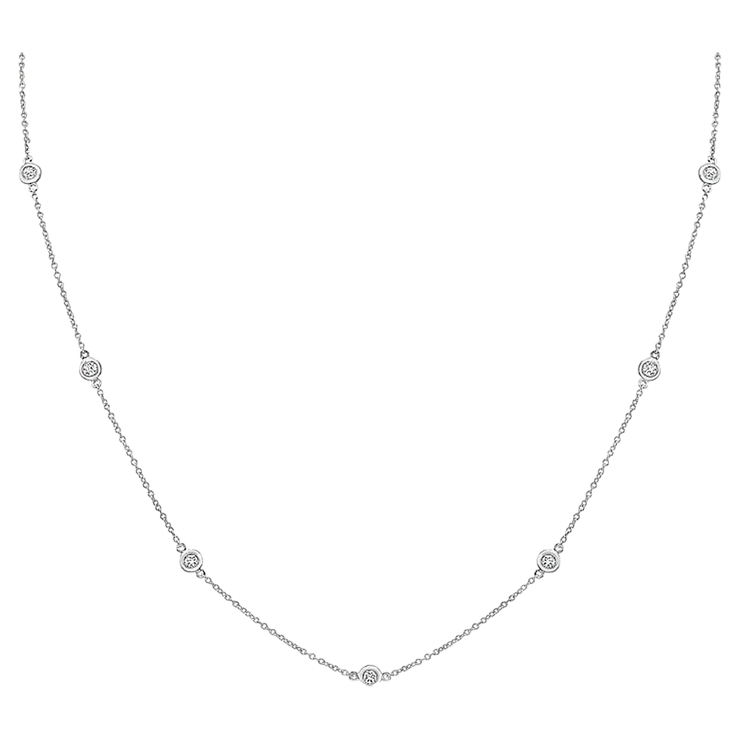 0.35 Carat Diamonds by the Yard Necklace in 14K White Gold For Sale
