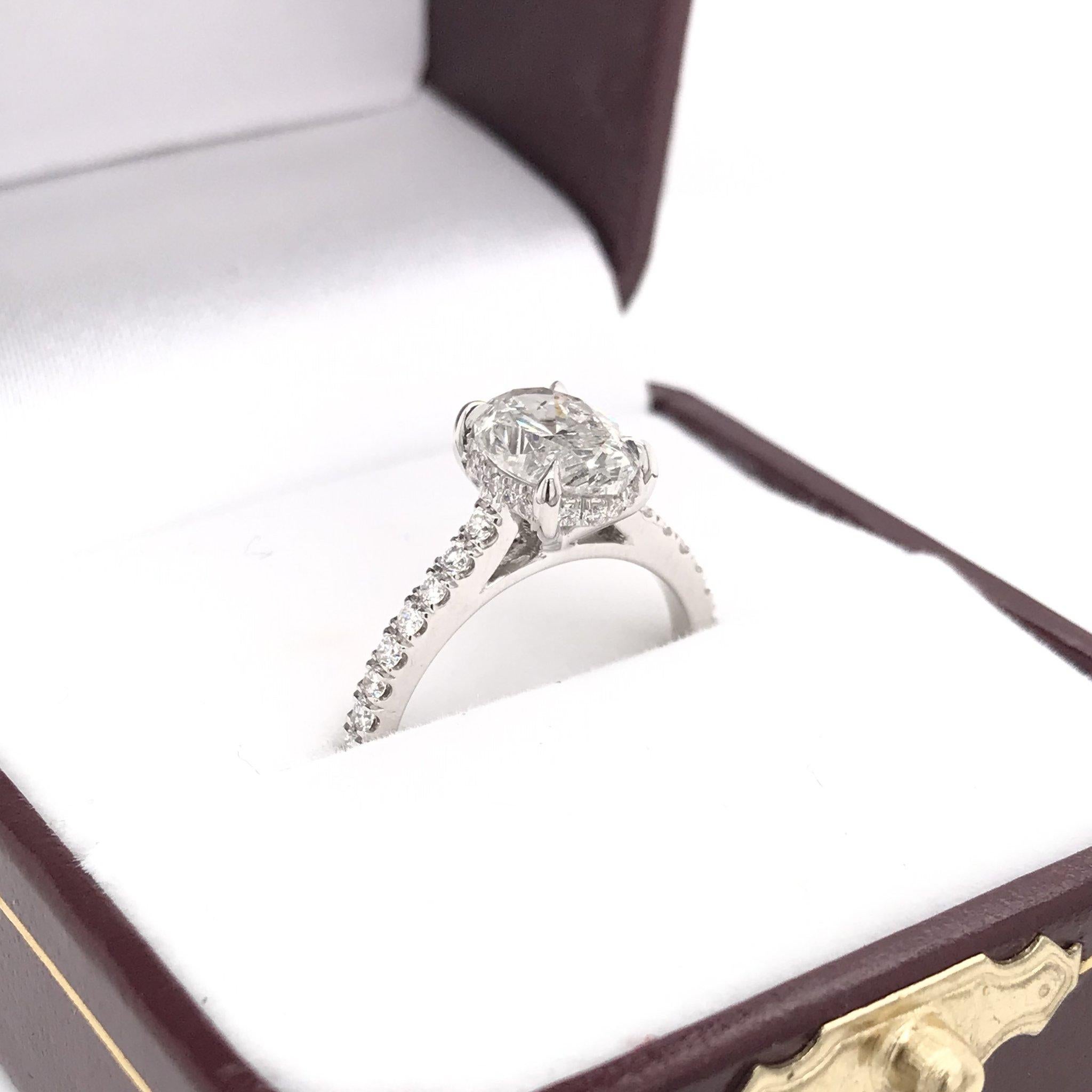 1.50 Carat Oval Diamond Hidden Halo Engagement Ring In New Condition In Montgomery, AL