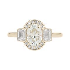 1.50 Carat Oval Diamond Yellow Gold Halo Engagement Ring