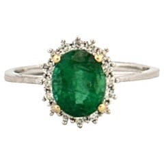1.50 Carat Oval Emerald Ring in 18K White Gold