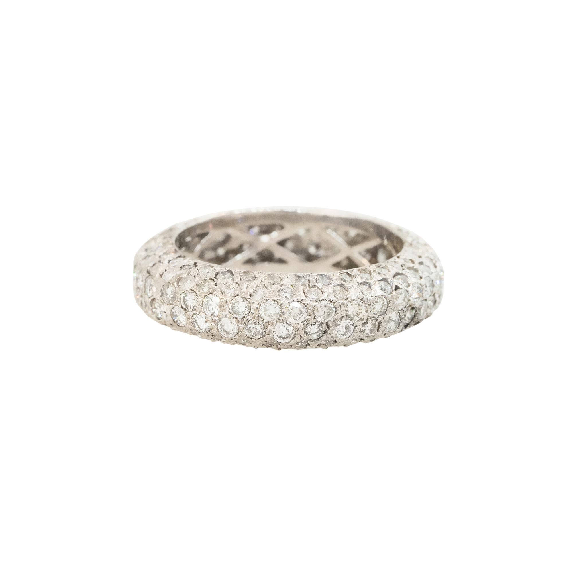 1.50 Carat Pave Diamond Band Ring 18 Karat in Stock In Excellent Condition For Sale In Boca Raton, FL