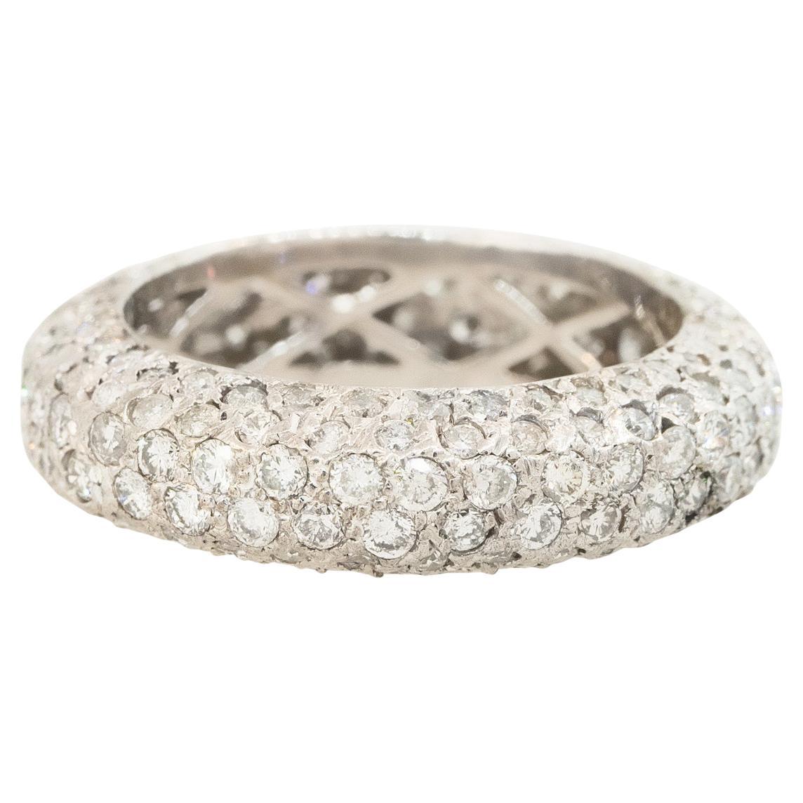 1.50 Carat Pave Diamond Band Ring 18 Karat in Stock