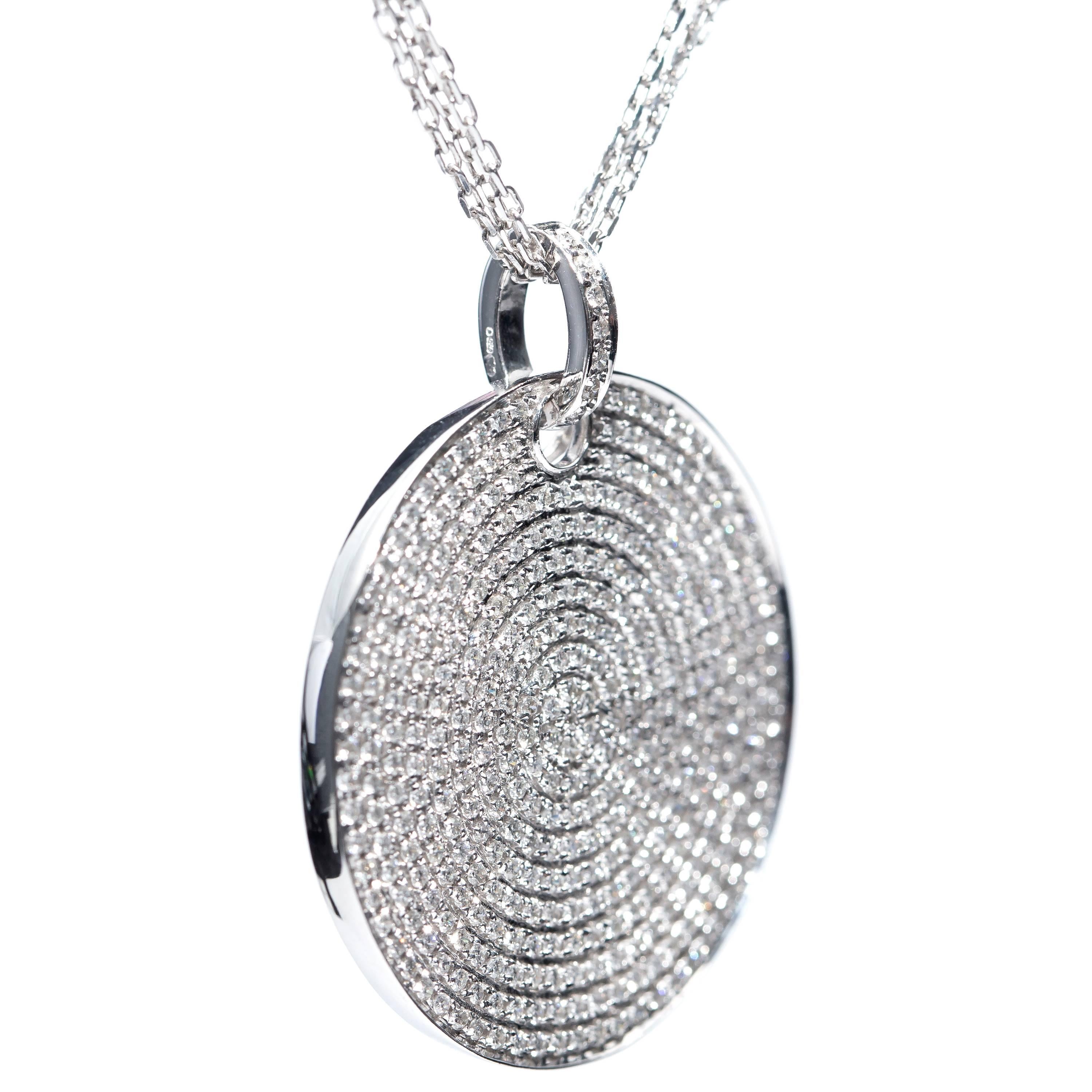 pave diamond disc necklace