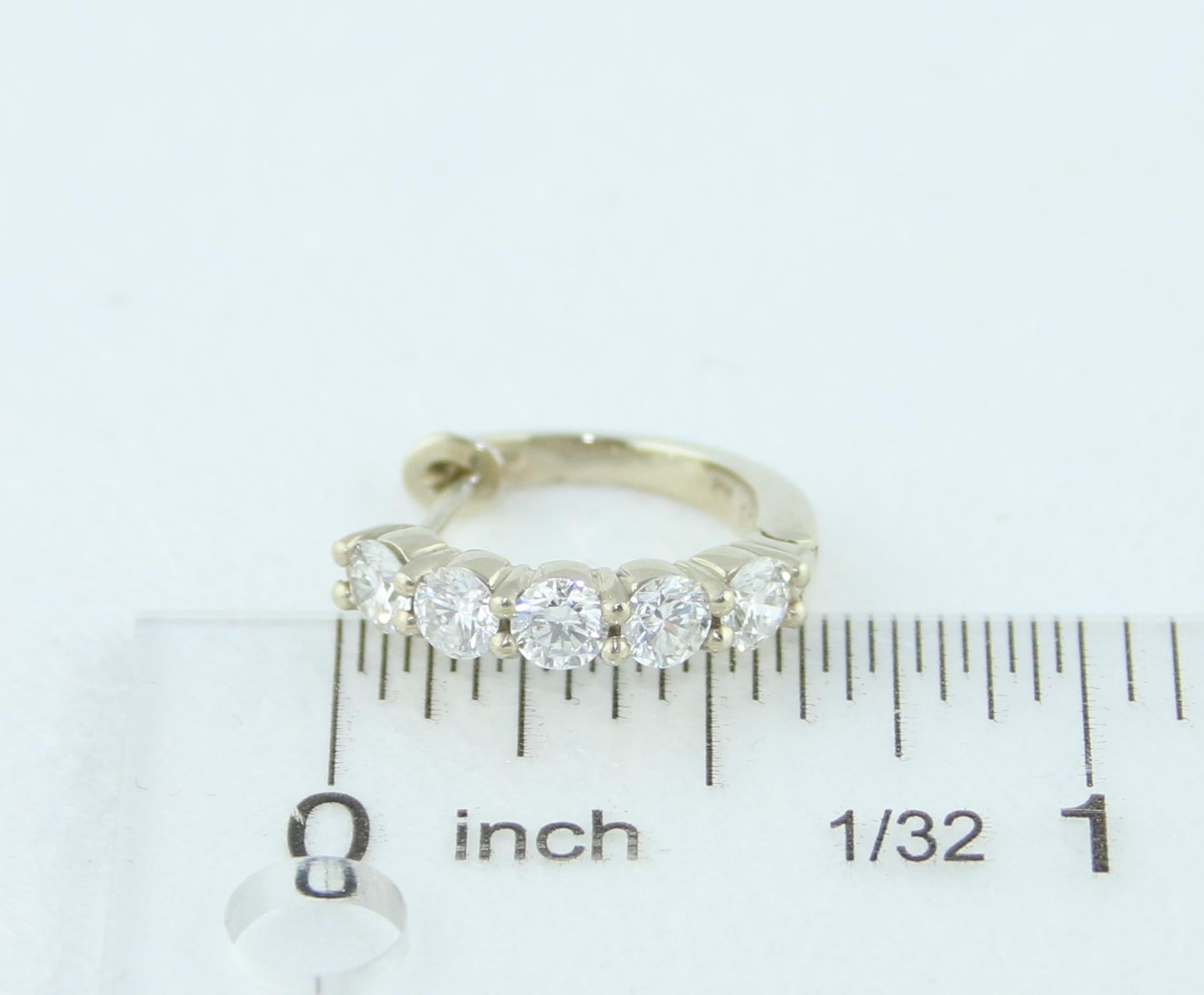 1.50 Carat Petite Diamond Gold Huggie Hoop Earrings In New Condition For Sale In New York, NY