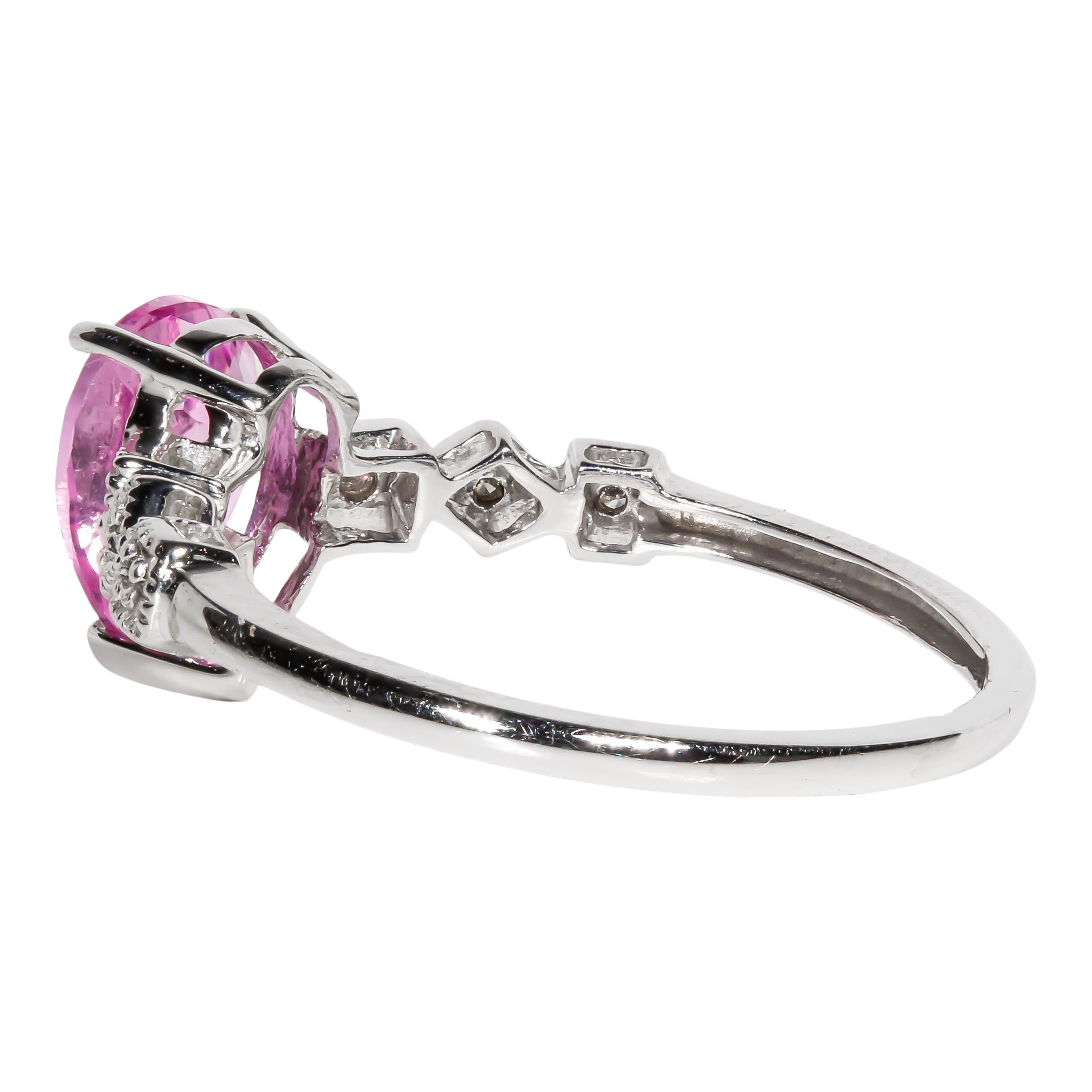 Women's 1.50 Carat Pink Topaz and Diamond Cocktail Ring