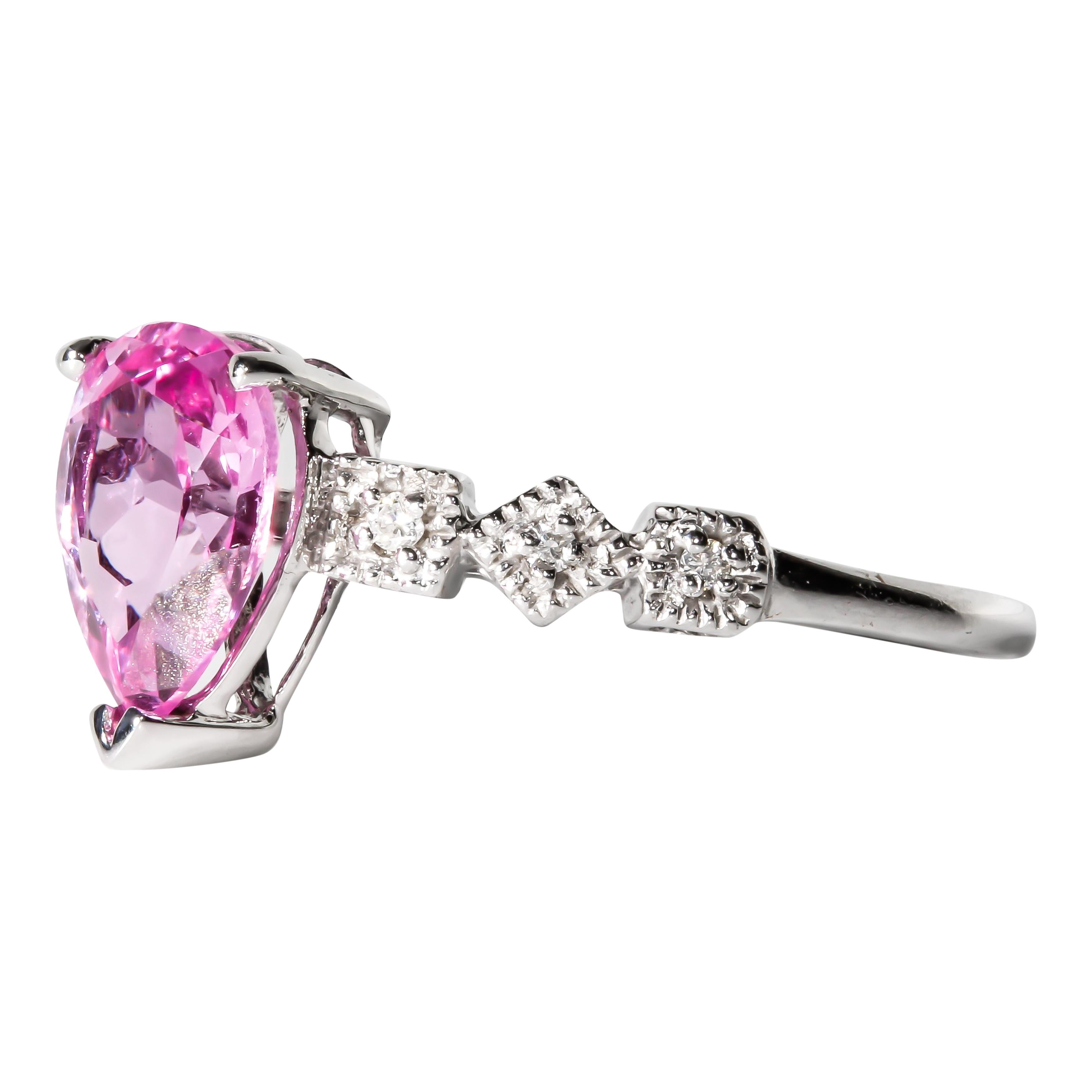 1.50 Carat Pink Topaz and Diamond Cocktail Ring 1