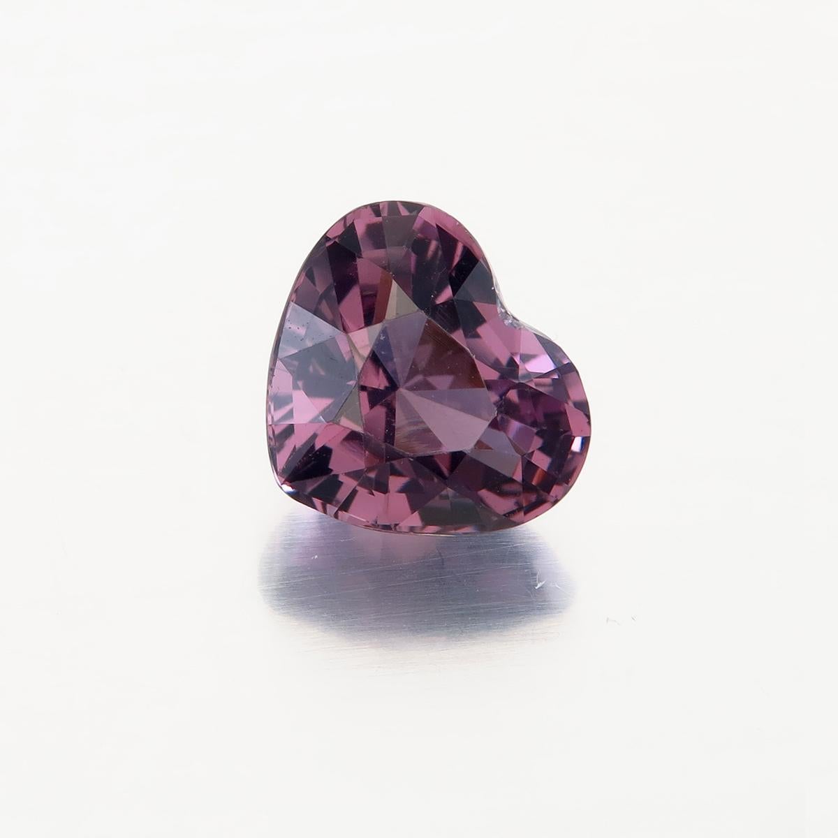 1.50 Carat Pinkish Purple 
Shape: Heart
Cutting Style: Faceted Brilliant Step
Dimensions: 7.70 x 6.61 x 4.39 mm
Color: Violet medium saturation with a medium-light tone
Weight: 1.50Carat
No Heat or treatment
Lotus report: 4295-8264
Sri Lanka