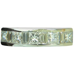 1.50 Carat Platinum Princess and Baguette Diamond Ring H/VS Band*