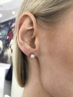 1.50 Carat Princess Cut 18 KT White Gold Solitaire Diamond Stud Earrings