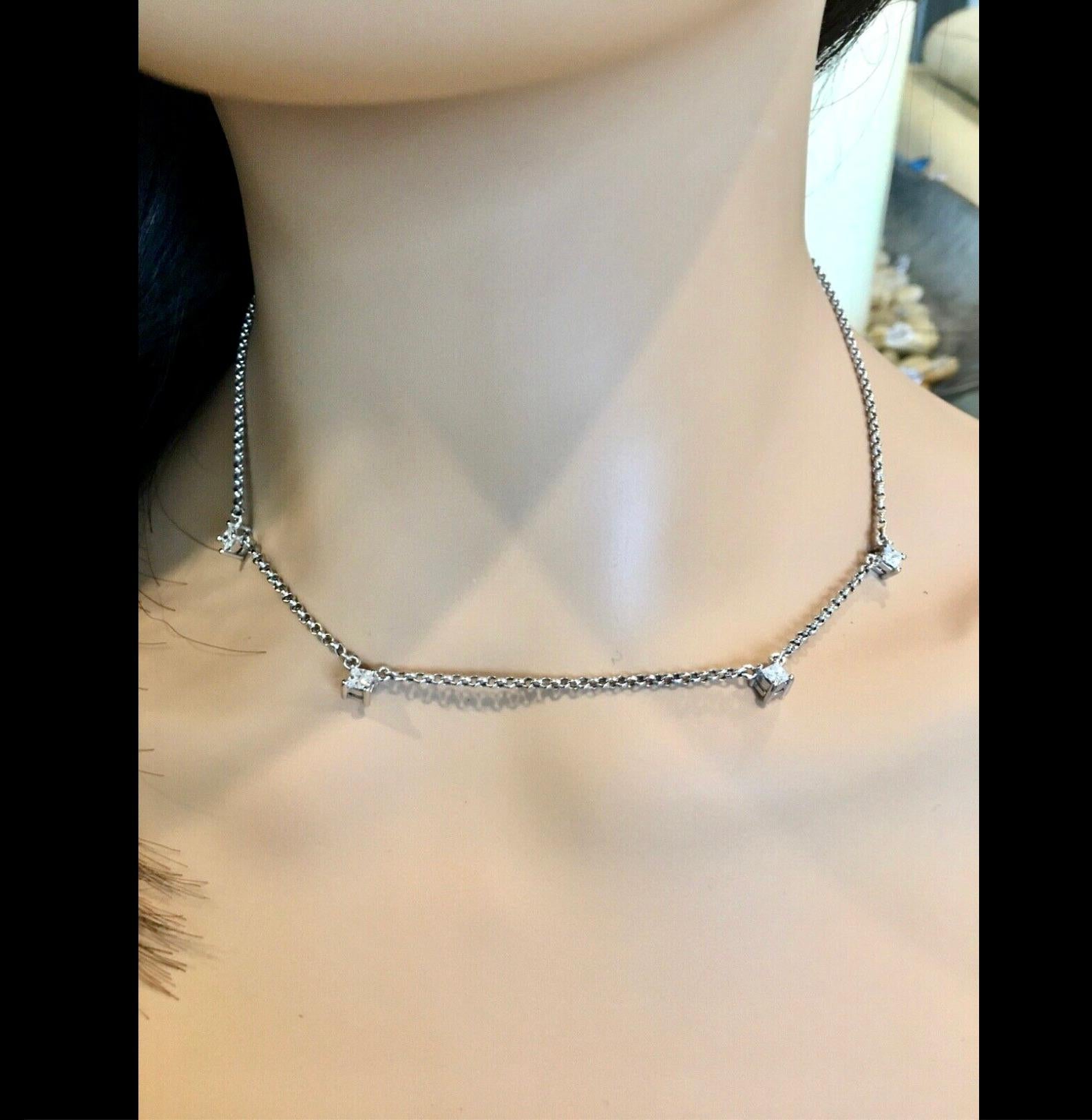 1,50 Karat Diamant im Prinzessinnenschliff pro Yard Halskette (Carréschliff)