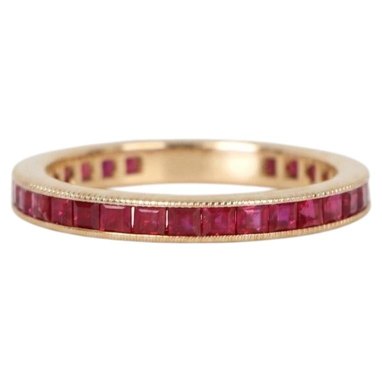 1.50 Carat Princess Cut Ruby Eternity Band in 18k Yellow Gold by OGI