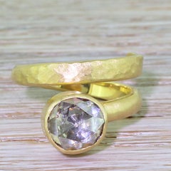 1.50 Carat Rose Cut Diamond Coiled Solitaire Ring