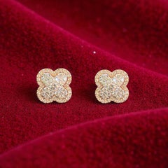 1.50 Carat Round Brilliant Cut F/VS1 Diamond Halo Stud Earrings in 14K Rose Gold