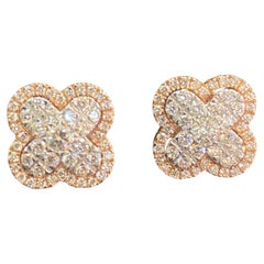 1,50 Karat runder Brillantschliff F/VS1 Diamant-Halo-Ohrstecker aus 14K Rose Gold
