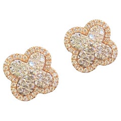 1.50 Carat Round Brilliant Cut F/VS1 Diamond Halo Stud Earrings in 14K Rose Gold