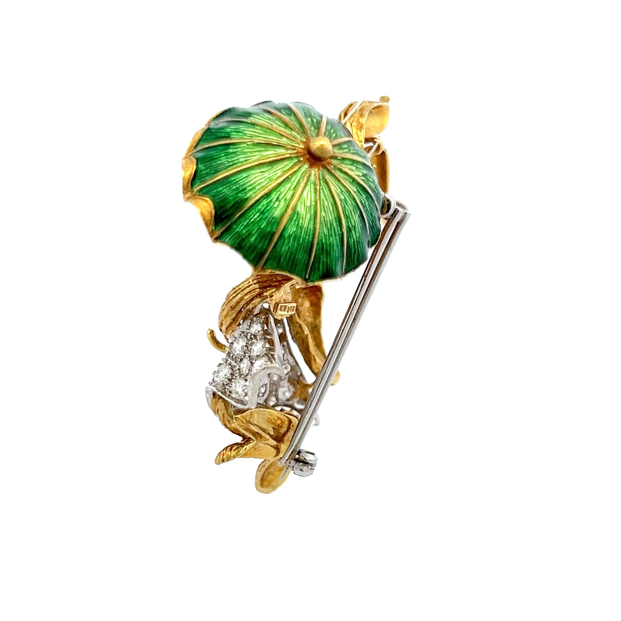 1,50 Karat Runder Brillant Diamant 0,25 Karat Rubin 18 Karat Gold Pin Brosche im Zustand „Gut“ in New York, NY
