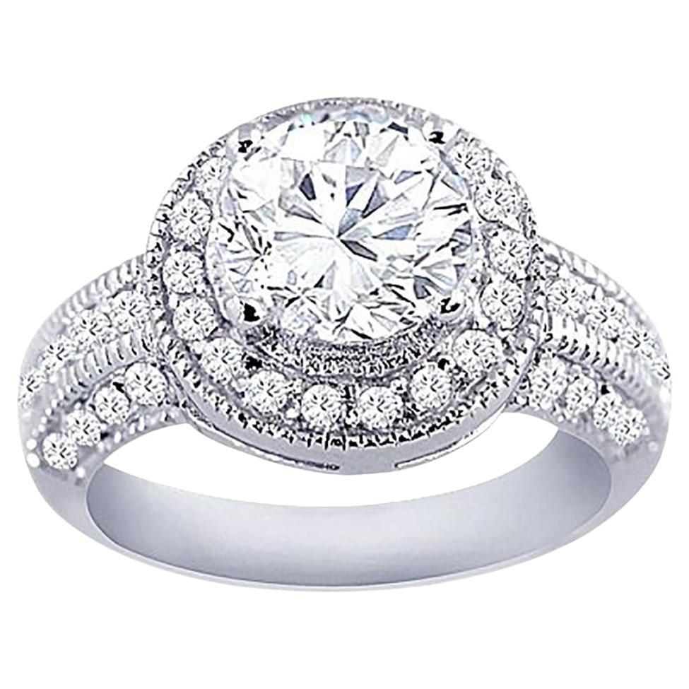 For Sale:  1.50 Carat Round Cut Diamond Engagement Ring