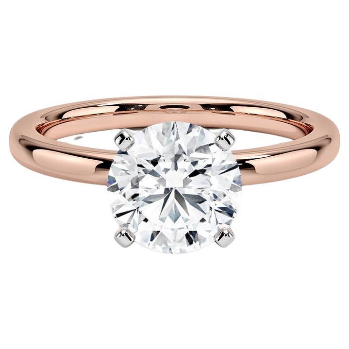 1.50 Carat Round Diamond 4-Prong Ring in 14k Rose Gold	