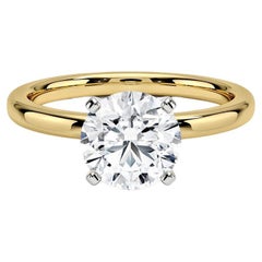 1,50 Karat runder Diamant-Ring mit 4 Zacken aus 14k Gelbgold