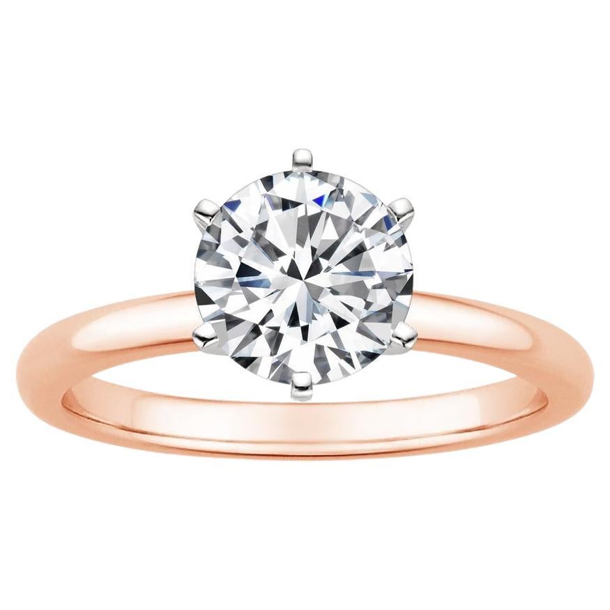 1,50 Karat runder Diamant 6-Schnallen-Ring aus 14k Roségold im Angebot