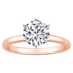 1.50 Carat Round Diamond 6-Prong Ring in 14k Rose Gold