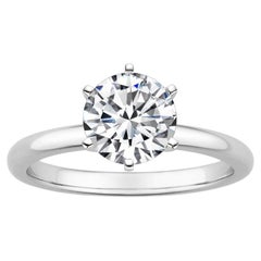 1.50 Carat Round Diamond 6-prong Ring in 14k White Gold