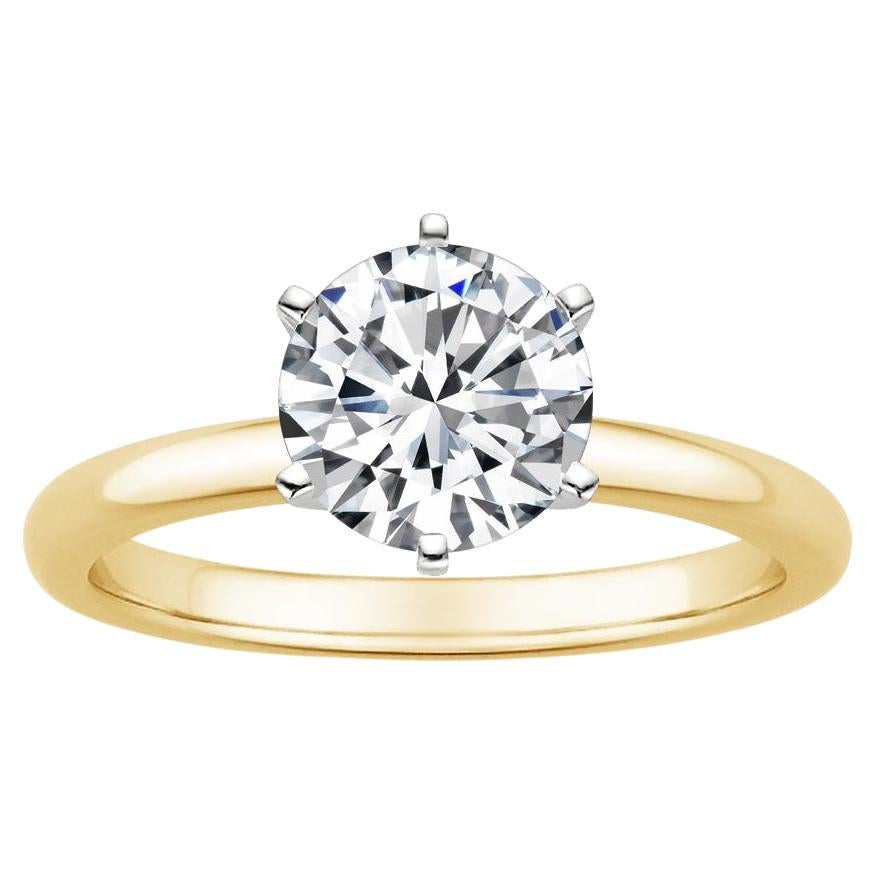 1.50 Carat Round Diamond 6-Prong Ring in 14k Yellow Gold For Sale