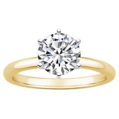 1.50 Carat Round Diamond 6-Prong Ring in 14k Yellow Gold