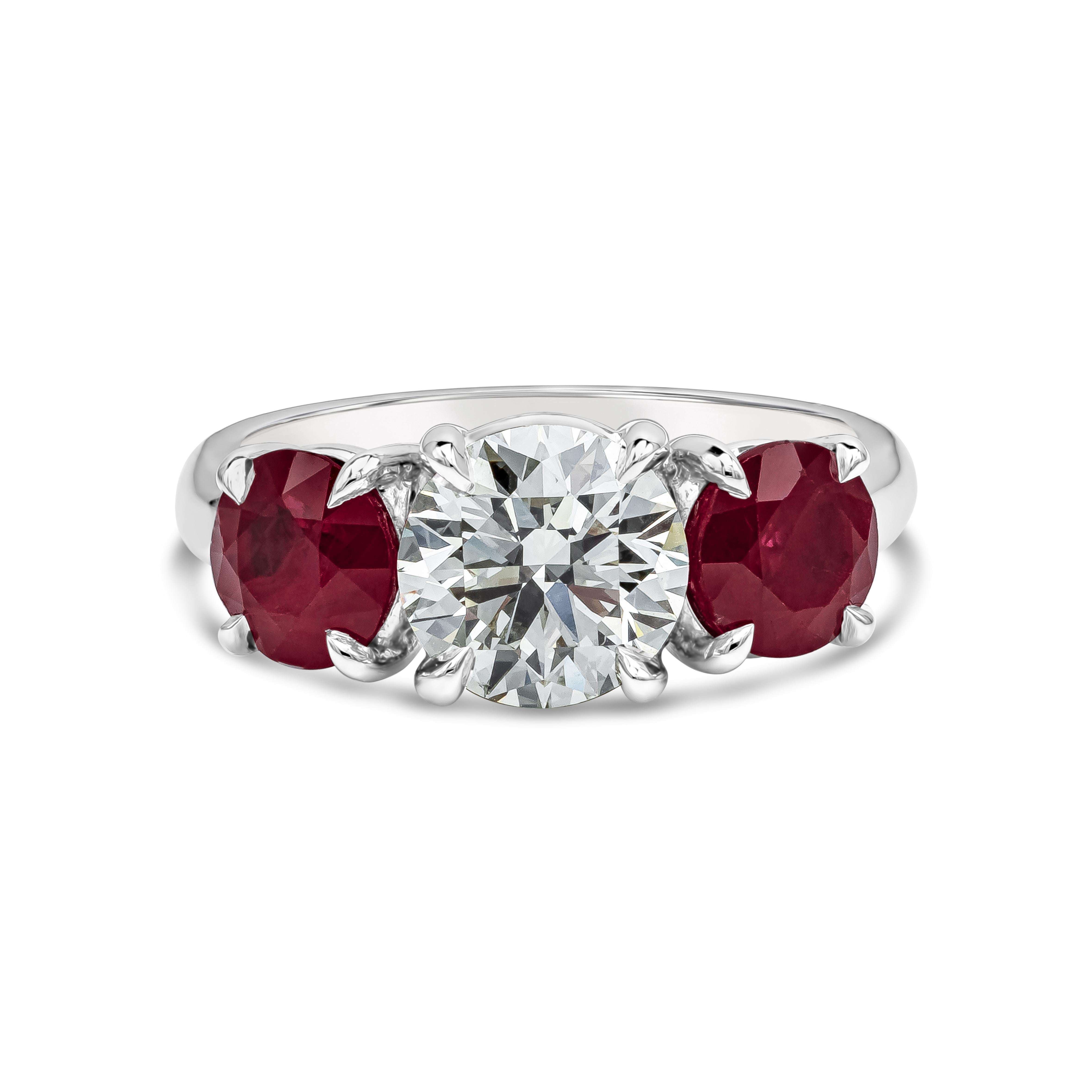 ruby and diamond three stone ring