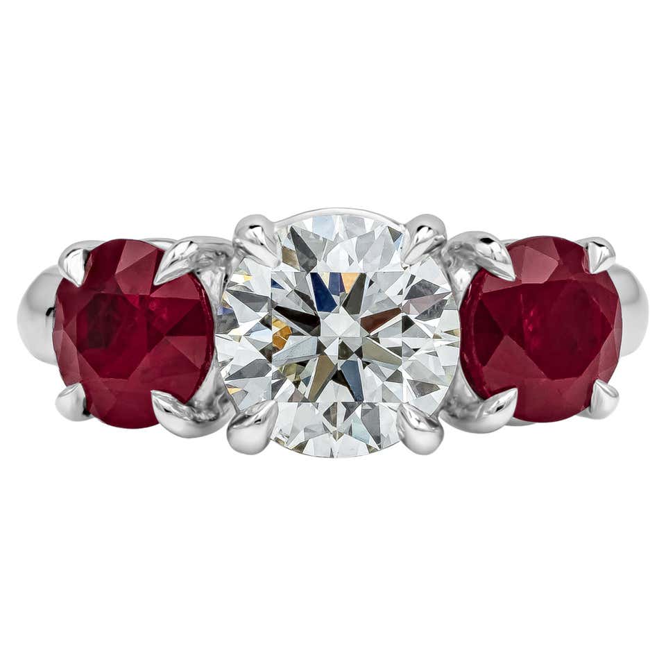 Three-Stone Ruby and Diamond Engagement Ring For Sale at 1stDibs ...
