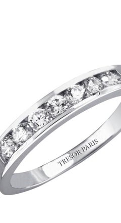 1.50 Carat Round Diamond Channel Set Half Eternity Band Ring 18 Karat White Gold
