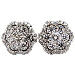 1.50 Carat Round Natural Diamond Cluster Halo Stud Earrings G.Vs 14 Karat