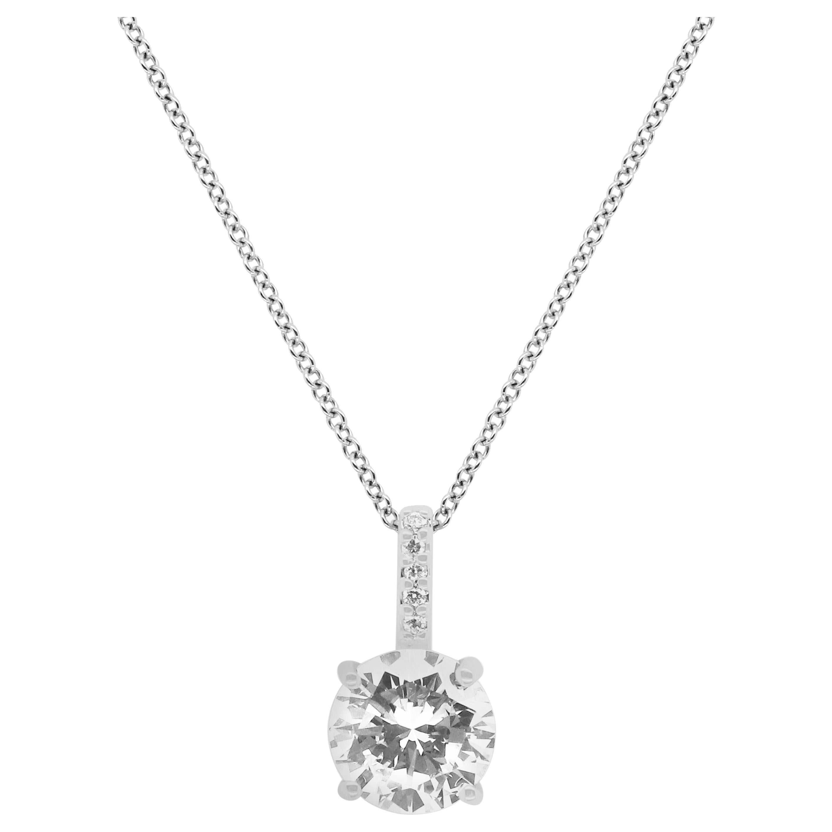 1.50 Carat Round Solitaire Single Diamond Drop Pendant Necklace 14 Karat Gold For Sale