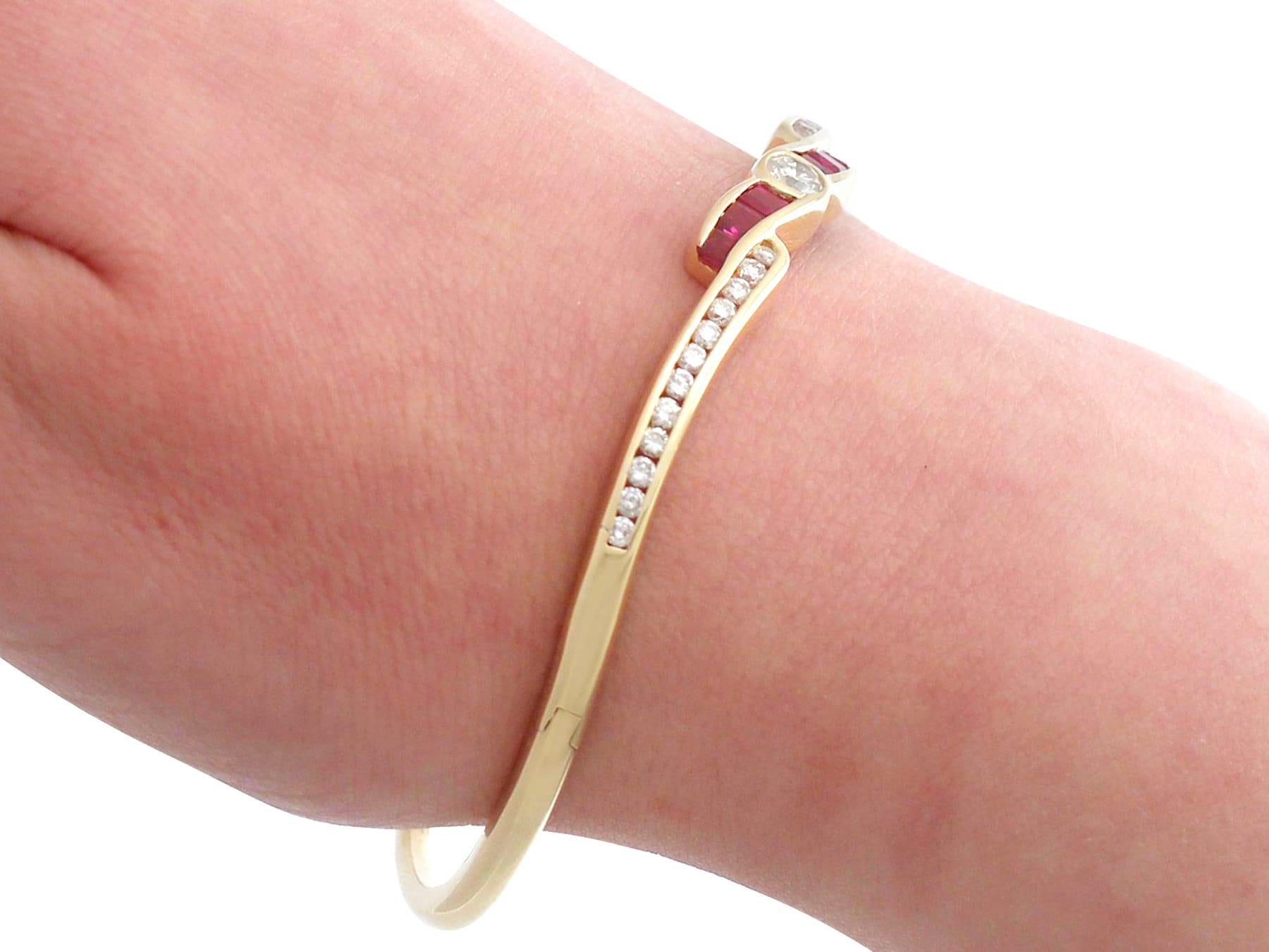 1.50 Carat Ruby and 1.36 Carat Diamond and Yellow Gold Bangle, circa 2010 For Sale 5