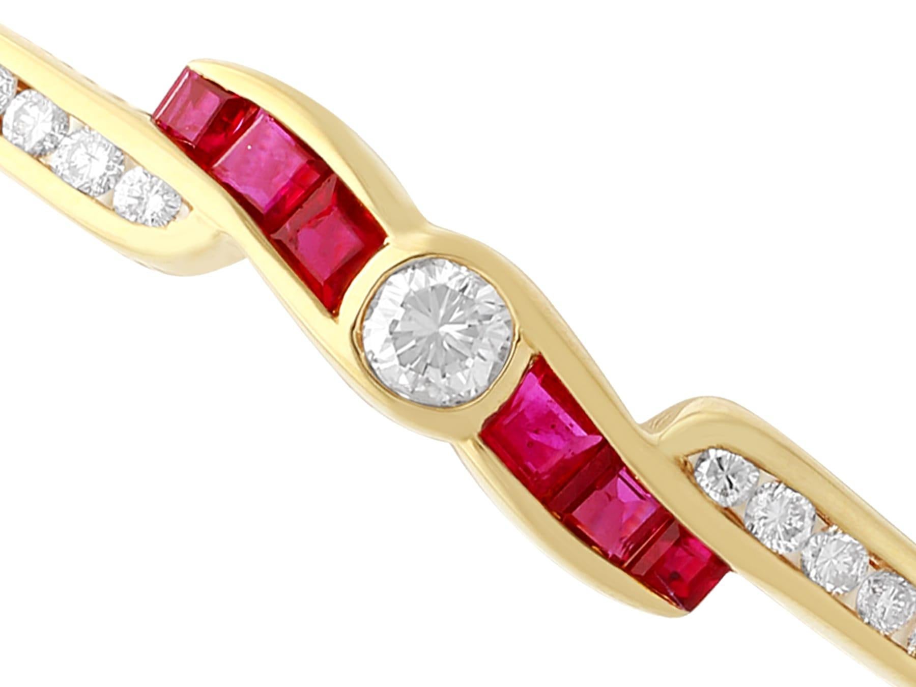 1.50 Carat Ruby and 1.36 Carat Diamond and Yellow Gold Bangle, circa 2010 For Sale 2