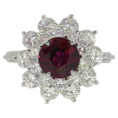 1.50 Carat Ruby and Diamond Cluster Ring