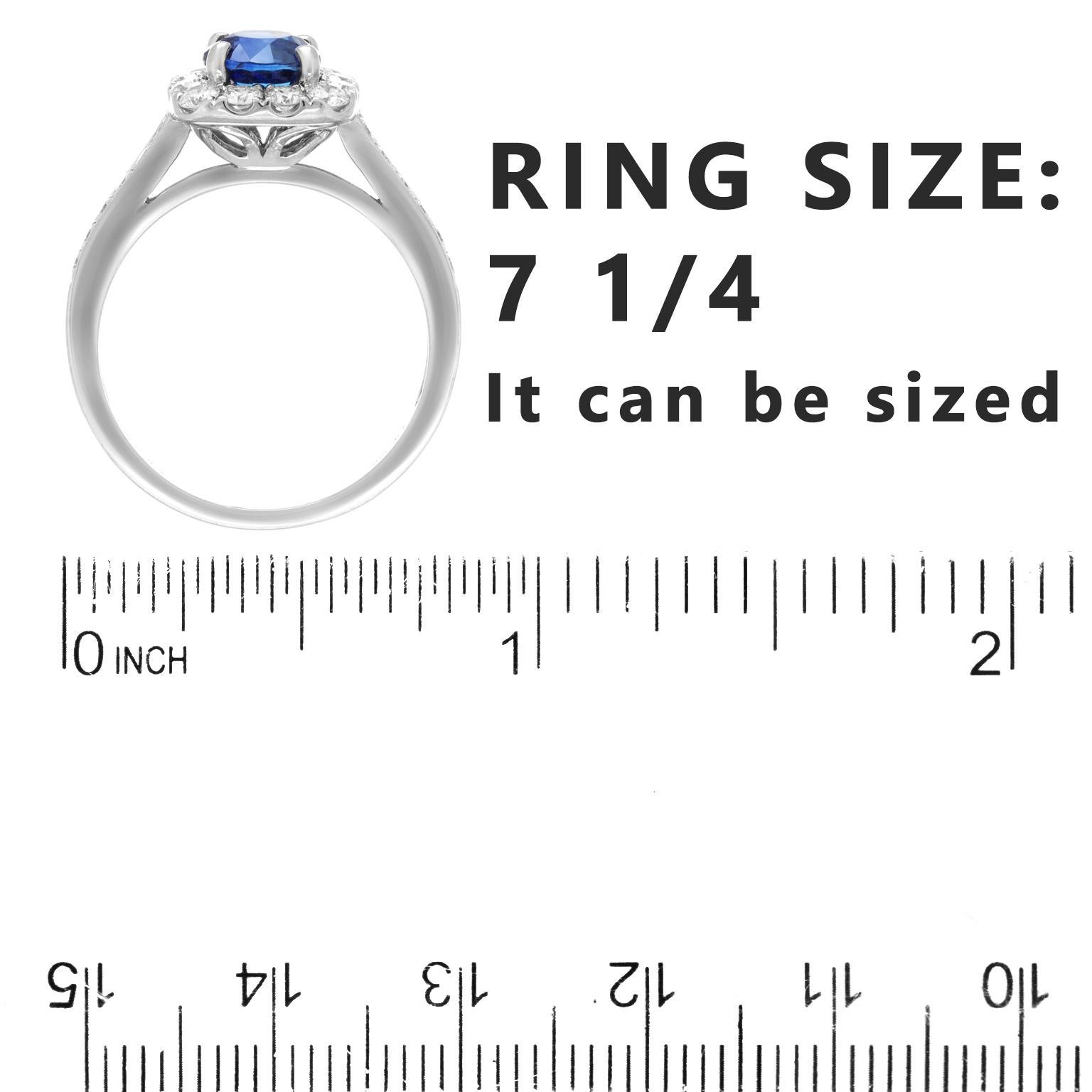 Women's or Men's 1.50 Carat Sapphire and Diamond Ring 14k For Sale