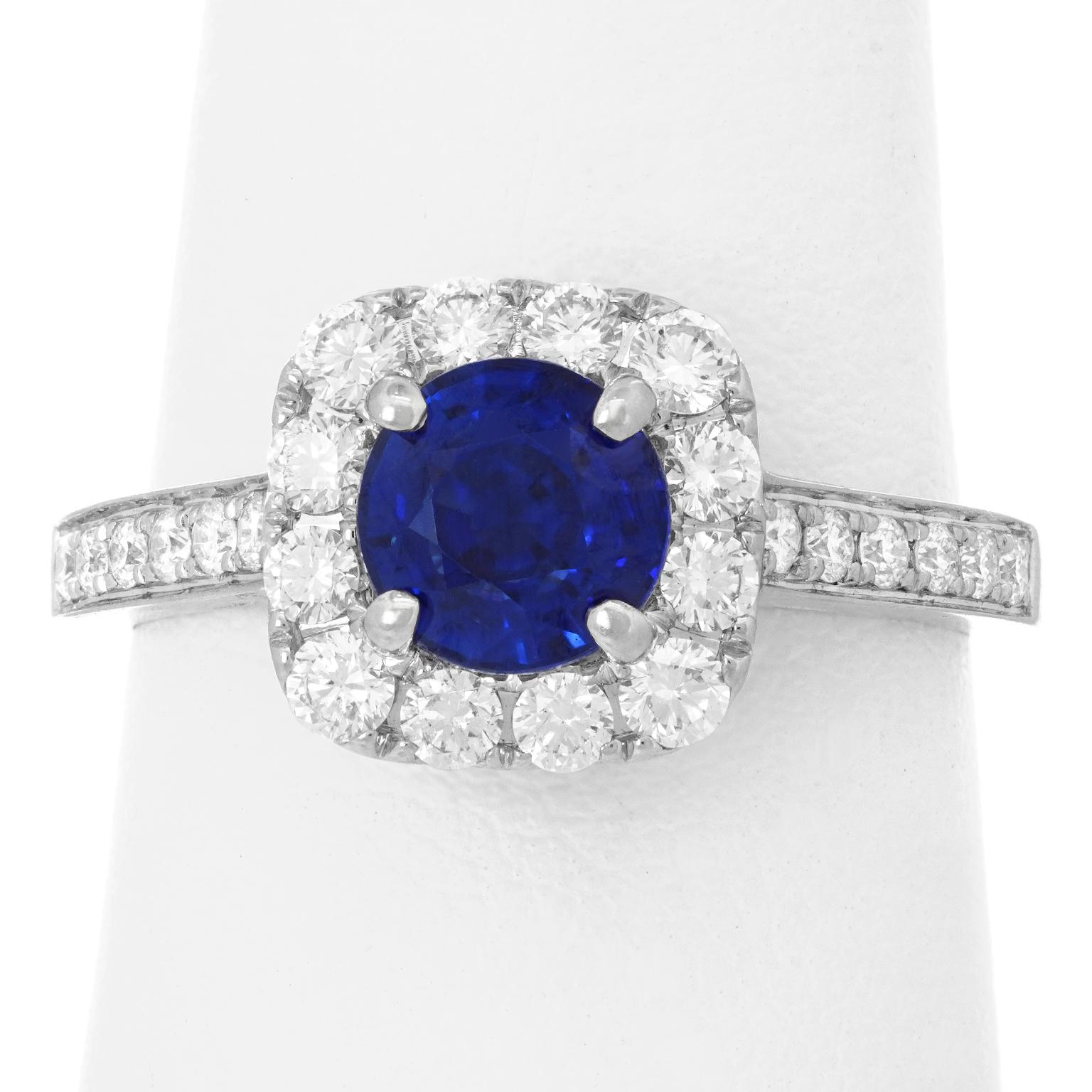 1.50 Carat Sapphire and Diamond Ring 14k For Sale 1