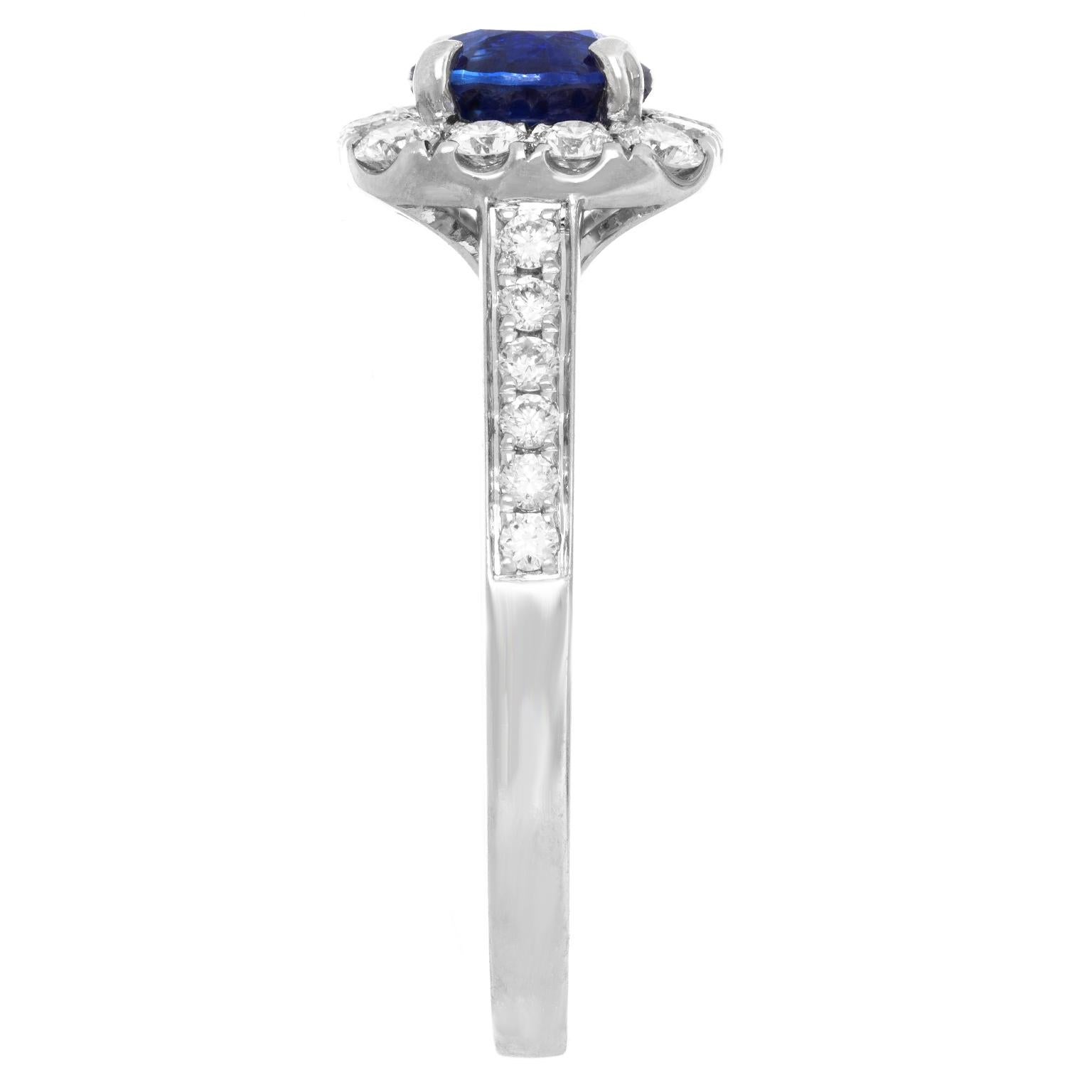 1.50 Carat Sapphire and Diamond Ring 14k For Sale 3