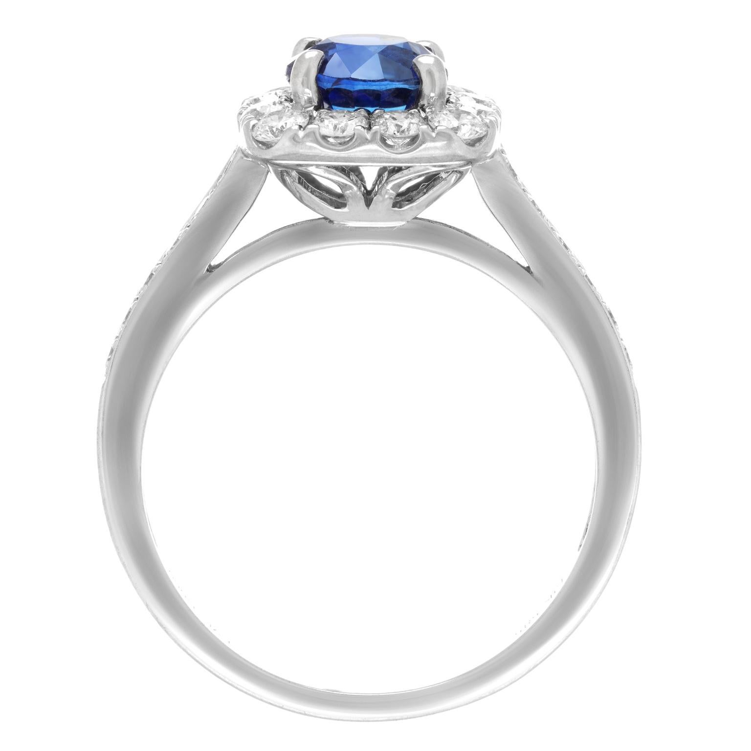 1.50 Carat Sapphire and Diamond Ring 14k For Sale 4