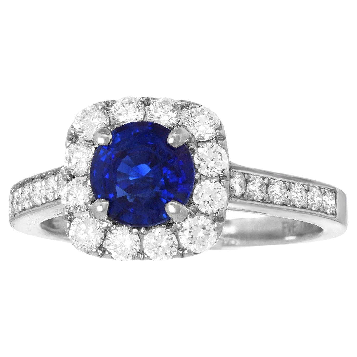 1.50 Carat Sapphire and Diamond Ring 14k For Sale