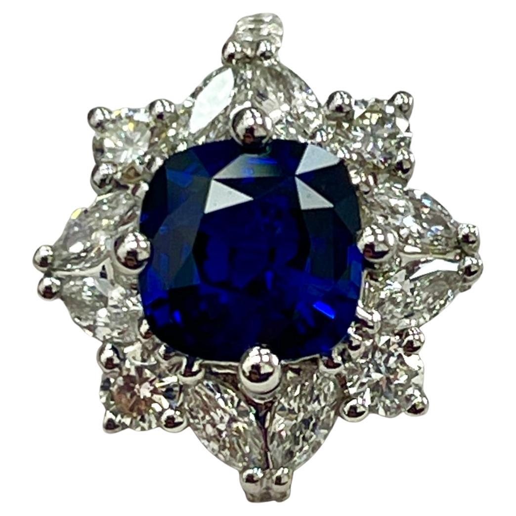 1.50 Carat Sapphire & Diamond White Gold Ring For Sale