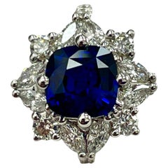 1.50 Carat Sapphire & Diamond White Gold Ring